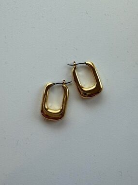 Madewell Gold Rectangular Hoop Earrings - Women Jewelry